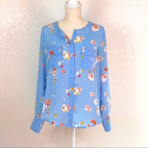 Who What Wear Blue Floral Blouse